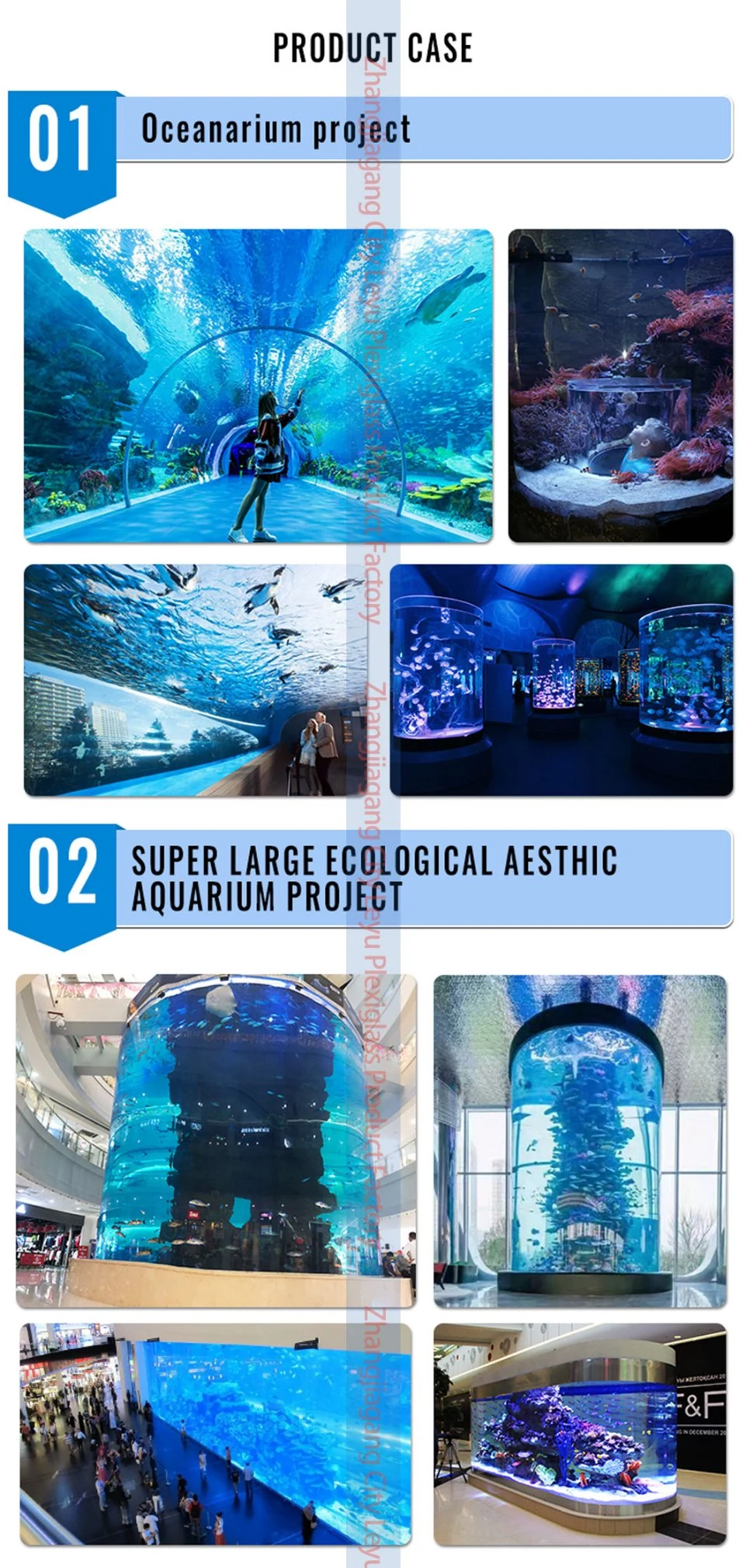 Professional Production of Transparent Acrylic Aquarium Quality Assurance Fish Tunnel Panel